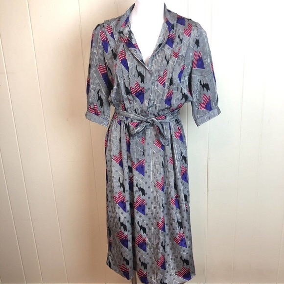 Balmain Dresses Vintage 7s Pierre Balmain Graphic Midi Dress Medium